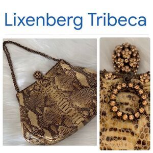 ‎Vintage Lixenberg Tribecca NY Snakeskin Python Swarovski Crystal Mini Pu…